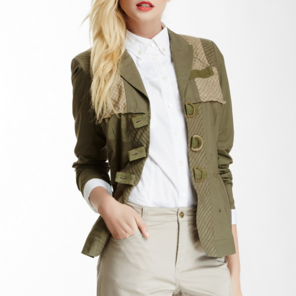 L.A.M.B. mix media military jacket women size 2